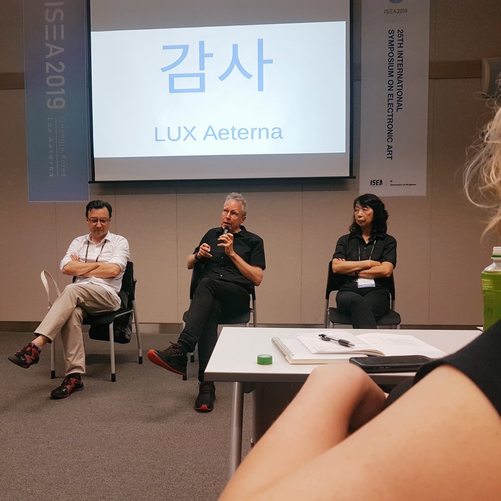 friendgener8or's tweet photo. Erkki Huhtamo, Machiko Kusahara & Andrés Burbano's discussion on media archaeology was one of the best discussions I saw at #ISEA2019. https://t.co/d1ZP4SU8Lm
