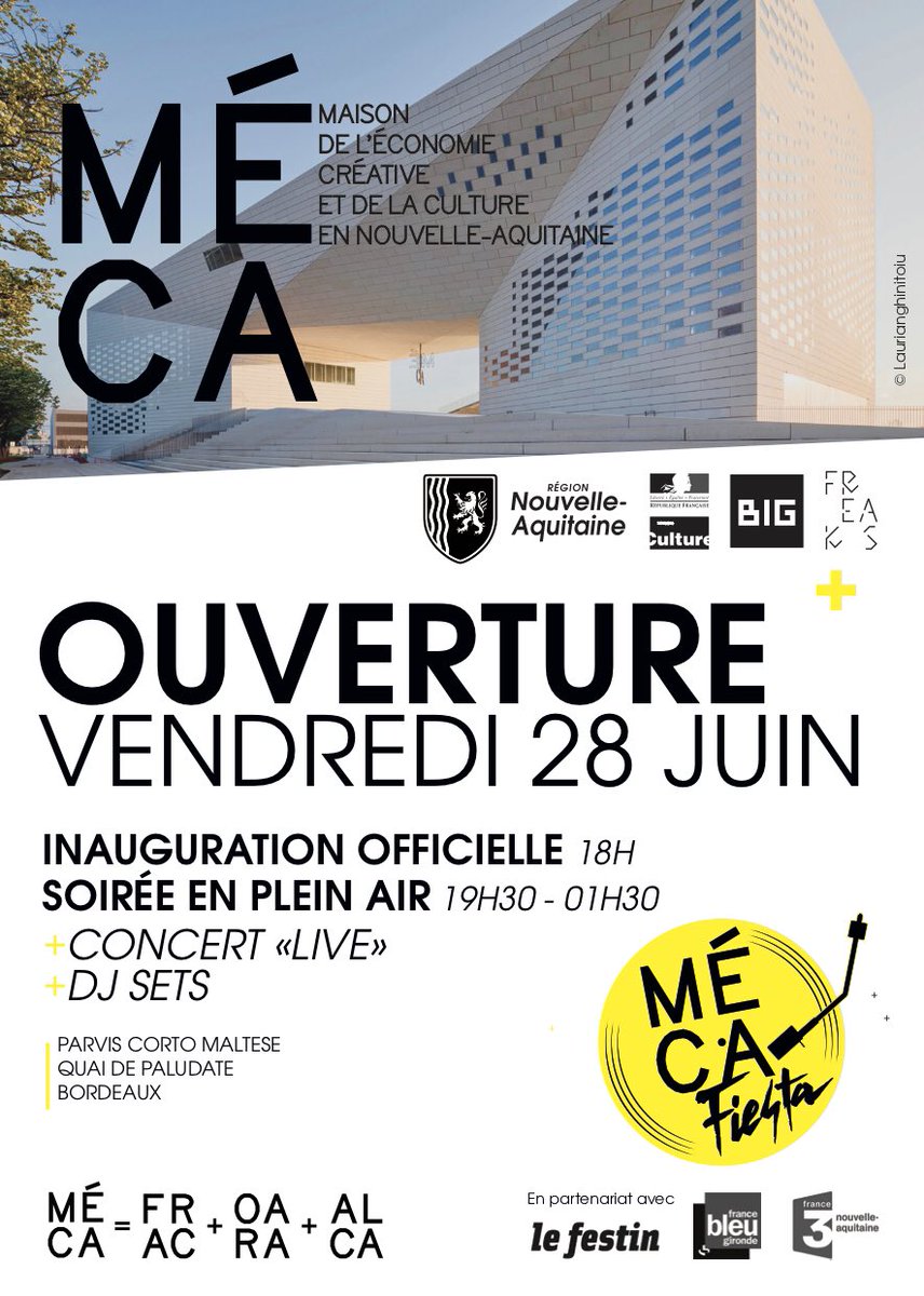 fvilcocq's tweet photo. #MÉCA j-1 avant inauguration Maison écocréative&amp;culture de la @NvelleAquitaine @ALCA_NAquitaine @OARAquitaine @fracmeca venez découvrir la  MÉCA by @BjarkeIngels @BIGstertweets @FREAKSARCHI et l’exposition inaugurale Frac « il est une fois dans l’ouest » dès samedi 29juin à 13h https://t.co/Y6fuTt3852