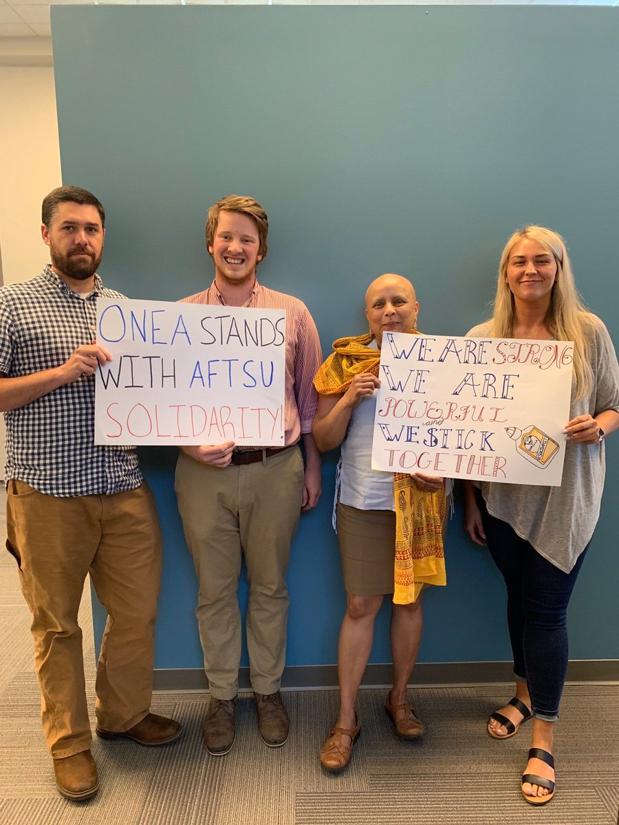 AFTSUnion's tweet photo. Many thanks to @NursesOhio for standing in solidarity with us in our fight for a fair contract. Together, we are #UnionStrong! #AFTSUsolidarity  #1u https://t.co/8ZiIdQNkaA