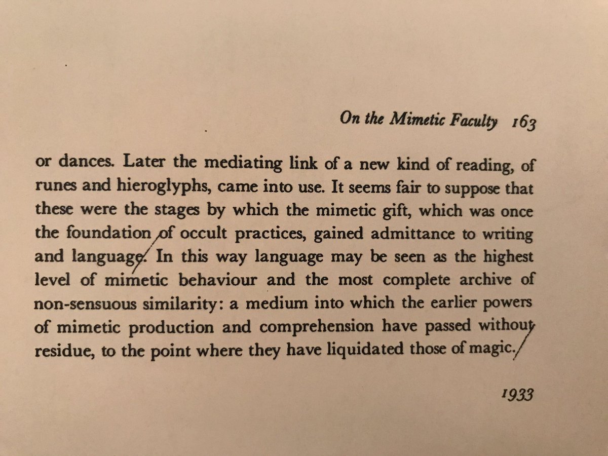 311Sjd's tweet photo. @VickySteeves Walter Benjamin’s work “On Mimetic Faculty” addresses this very idea of the hieroglyph as beyond that of a text to read as script. https://t.co/hQIiuCb4HU