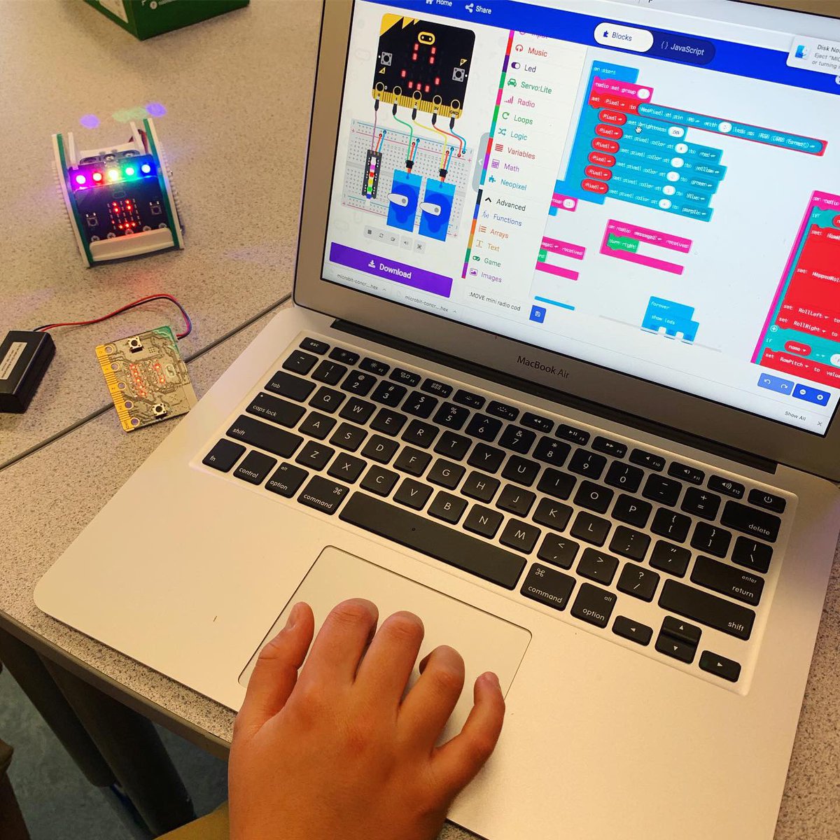 cbmoe's tweet photo. A few of my students figured out how to control the Move Mini Buggy for #microbit today! They spent hours writing their own code - they are still working on getting it to do what they want it to do!!#moveminibuggy #kitronik #learningtocode #makecode #computationalfluency @sd60 https://t.co/Scfpxeulso