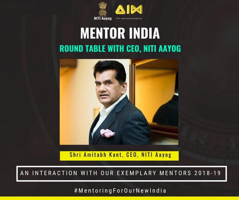 An exclusive roundtable with <a href="/NITIAayog/">NITI Aayog</a> CEO <a href="/amitabhk87/">Amitabh Kant</a> for our exemplary #MentorsOfChange, who have worked relentlessly with #AtalTinkeringLabs across the country, will commence shortly. 

Stay tuned for all updates. #MentoringForOurNewIndia