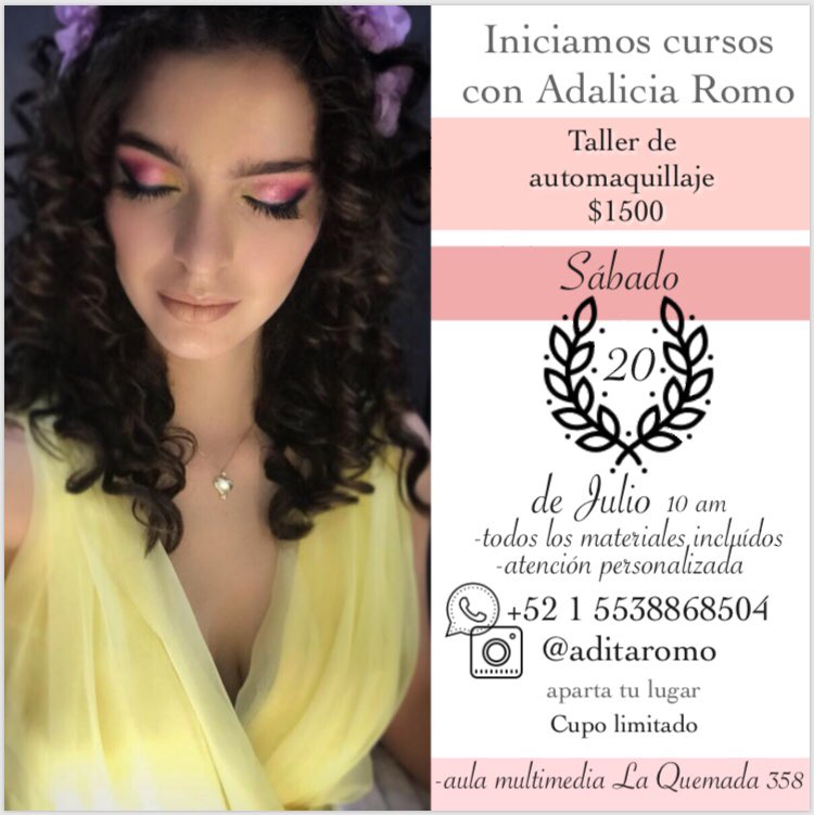 aditaromo's tweet photo. Qué tal criaturitas del señor, dejamos el nuevo #curso de automaquillaje , para que aprendan a verse chulas de bonitas con todos los tíos que voy a darles 💃🏻✨🎉 #makeupartist #MitadyMitad https://t.co/prHSlRKdiR