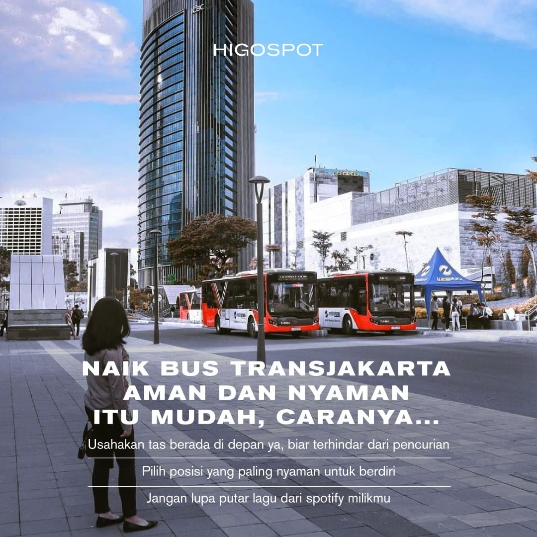 HIGO_spot's tweet photo. Kamu bisa ambil bagian untuk mengurangi kemacetan dan polusi di Jakarta dengan ikut menggunakan transportasi publik.
-
Kalau naik @PT_TransJakarta di koridor satu, jangan lupa buat konek free wifi-nya yaa...

picture: @anggatau

#higo #higospot #tips #faktamenarik #digital #wifi https://t.co/y2JAm7zxO2