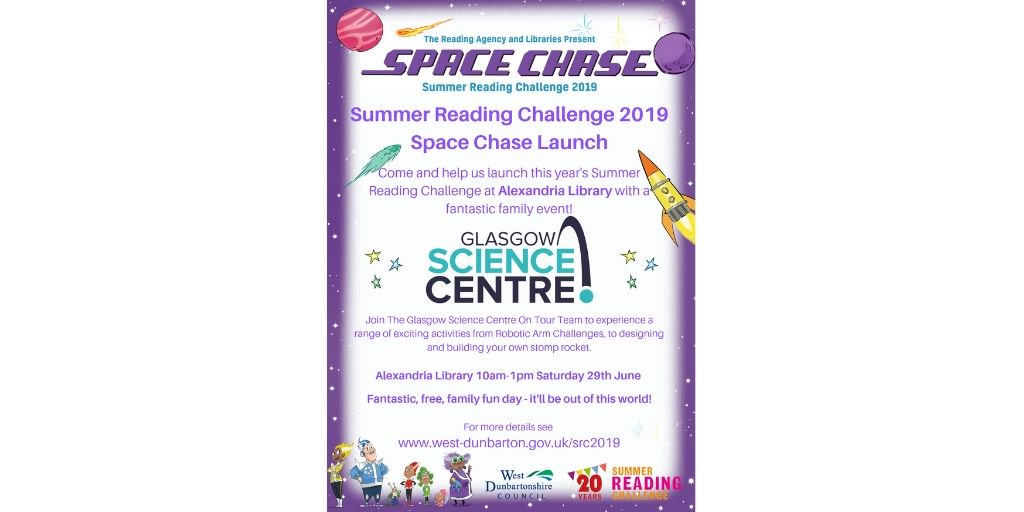 WDCouncil's tweet photo. Get yourself along to Summer the Reading Challenge launch at Alexandria Library on Saturday from 10am-1pm. An out of this world event for parents and children, and is drop-in so therefore there is no need to book and is free of charge.
 
dont miss out! https://t.co/JtIknWZOiR