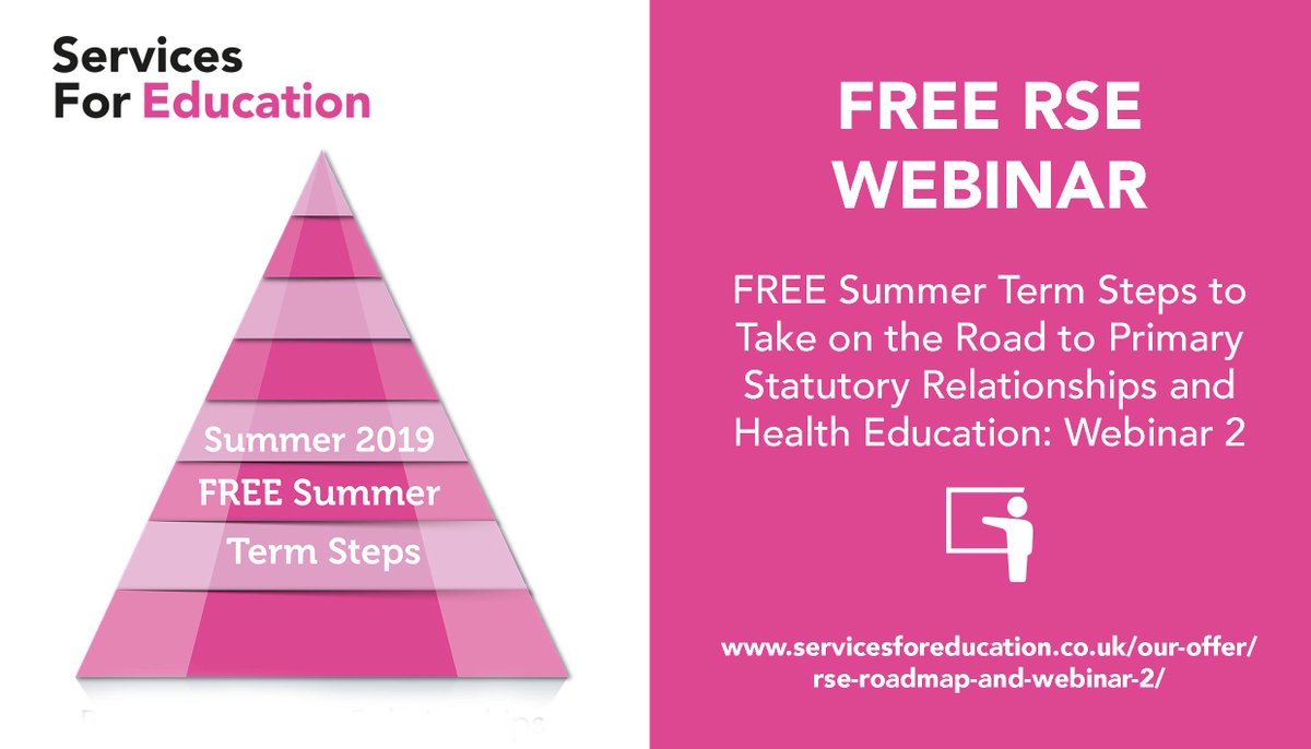 This webinar is the second in our Relationships and Health Education series. It will focus in more detail on the suggested topics to cover by the end of this Summer Term. 

Download - servicesforeducation.co.uk/our-offer/rse-…

#RSEday #RSE #Education #Webinar #Summer #Resources