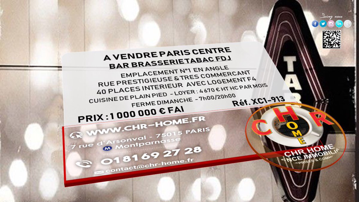 chr_home's tweet photo. @chr_home
#vendu #installe #fastfood #chef #bio ##cession #ruedarsonval #fondsdecommerce #bar #brasserie #restaurant #hotel #bistrot #disco #pub #food #immobilier #commerce #paris #www.chr-home.fr https://t.co/4hr6palxJt