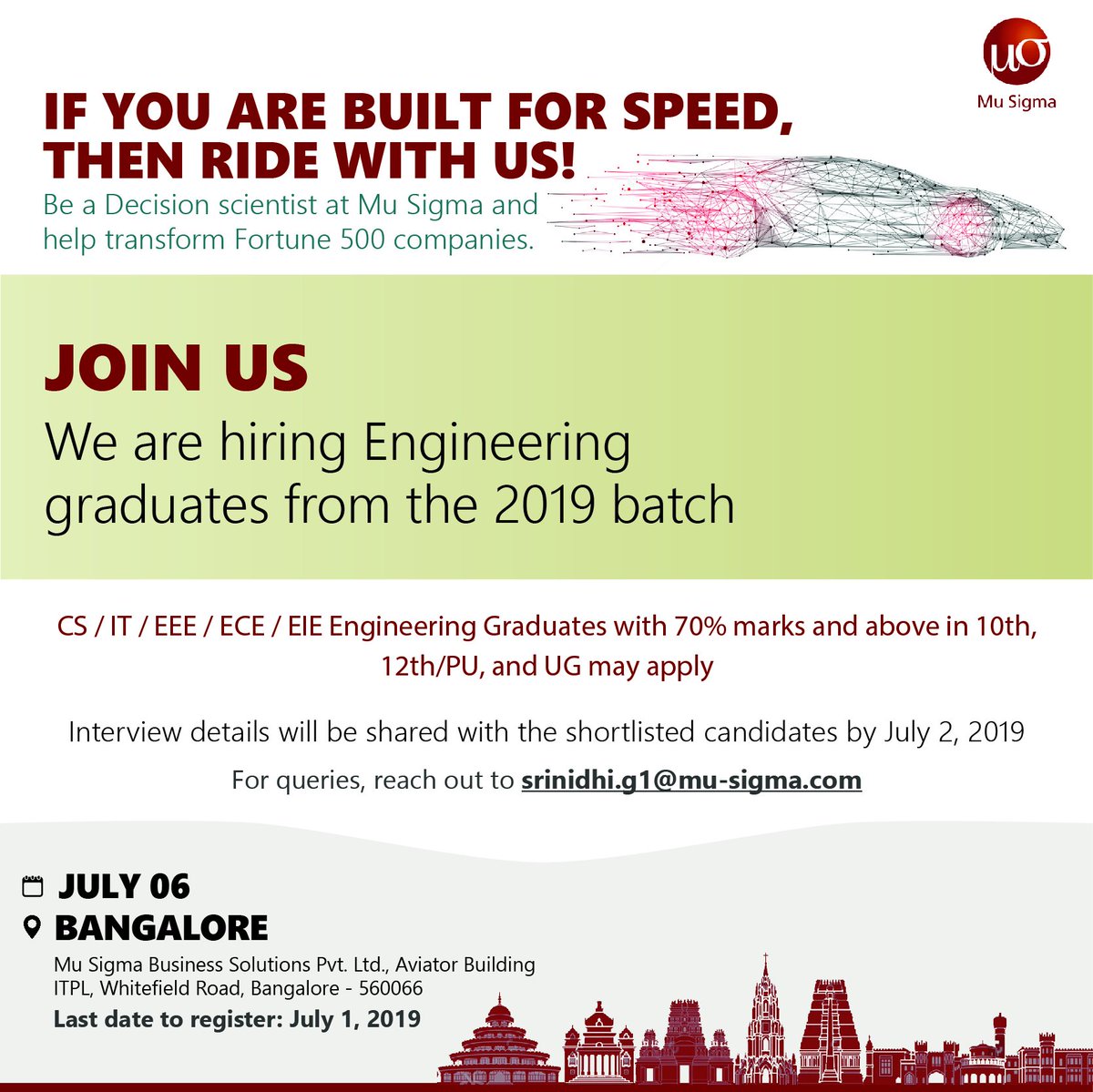 Mu Sigma We Are Hiring Engineering Graduates From The Batch Of 19 Join Us At Our Off Campus Recruitmentdrive On 6th July 19 Register For The Recruitment Drive T Co 6shw1y6xmk T Co Xtnkj6jp1o
