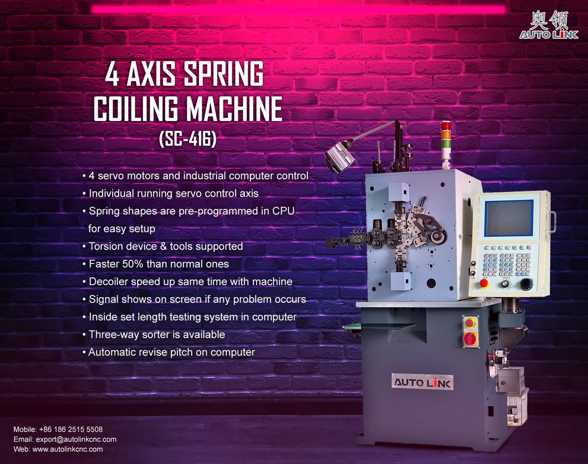 autolink_cnc's tweet image. 4 Axis Spring Coiling Machine

#autolinkcnc #cnc #4axisspringcoilingmachine #coilingmachine #wirebendingmachine #bendingmachine #wireformingmachine #formingmachine