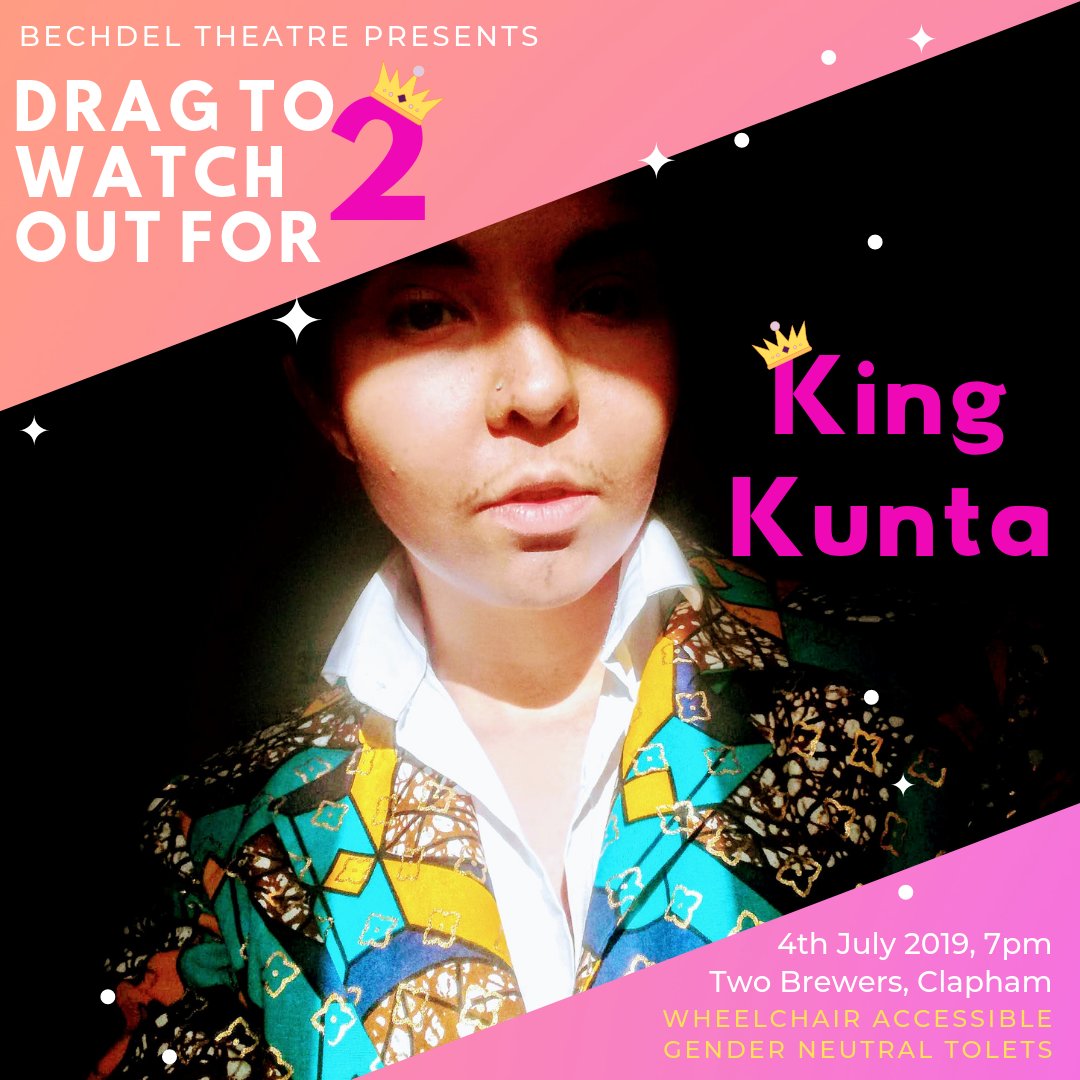 BechdelTheatre's tweet photo. #DragToWatchOutFor PERFORMER ANNOUNCEMENT! A smouldering new face on the scene...

🔥KING KUNTA🔥
King Kunta fights repression with regal realness. Bow down mother f*ckers you're about to witness royalty.

July 4 at @2BrewersClapham

https://t.co/xDNq4jUjkD

#PrideMonth #DragKing https://t.co/Yn65Y7Irs0