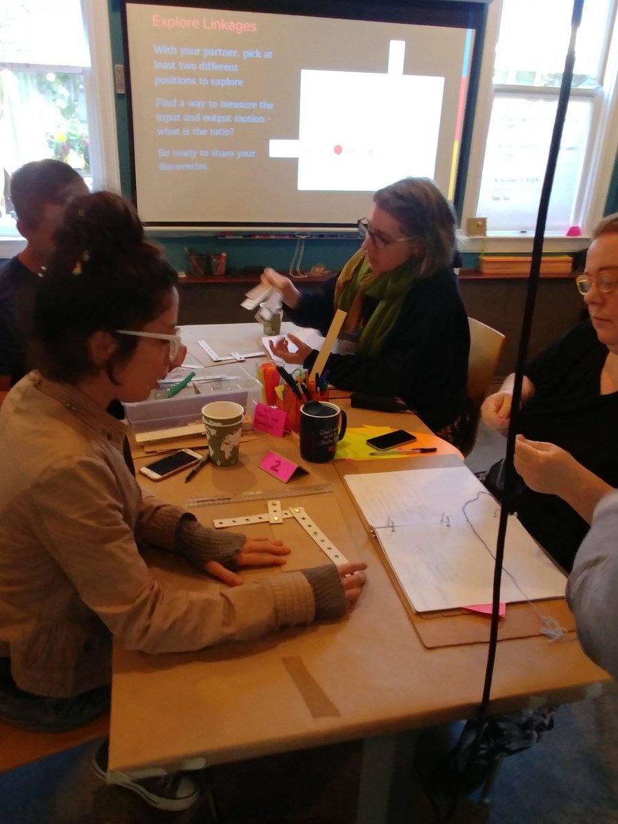doramedrano777's tweet photo. Day 3 #MakerEdInstitute! So excited I got to facilitate my 1st PD session as a Lead Maker Trainer @MakerEdOrg - thanks to @aVndrwrff for the opportunity to talk about my fave thing: #mathed + #making! We used linkages + ratios for our ~Application Project~ approach to #makered. https://t.co/0rKVctK8Si