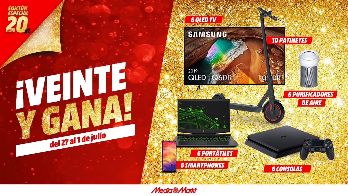 MediaMarkt_es's tweet photo. ⚡️Sorteo #REDFRIDAY Especial 20 AÑOS‼️
🔥SORTEAMOS 20x2 SÚPER PREMIOS🔥

1⃣ Síguenos 
2⃣ Comenta aquí abajo 👇 con el hashtag #VeinteaMediaMarkt
y menciona a un famoso 😎 para invitarle a que nos felicite 🗨️🎂

Comenta tantas veces como quieras.
⏰Del 27/06 al 1/07/19 https://t.co/5ryx1Qa9GQ