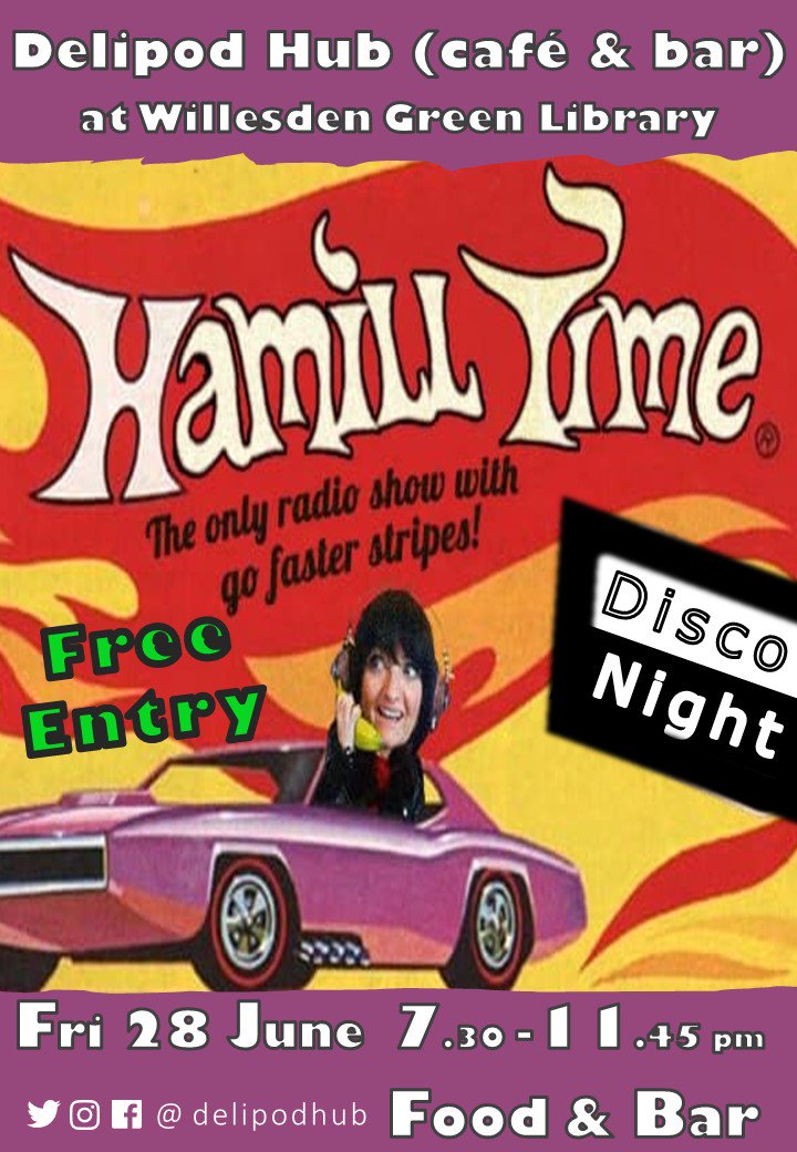 delipodhub's tweet photo. Hamill Time Disco | Fri 28 June | All those tracks you forgot you loved, from all different genres including indie, soul, funk, disco, britpop, hiphop, rock, pop, punk, ska, reggae and club classics. 👗👠💄🕺@BrentLibraries @KensalGreenRA @KensalRiseRA @LifeInKilburn @NW10KTRA https://t.co/lwG5VpHc7B