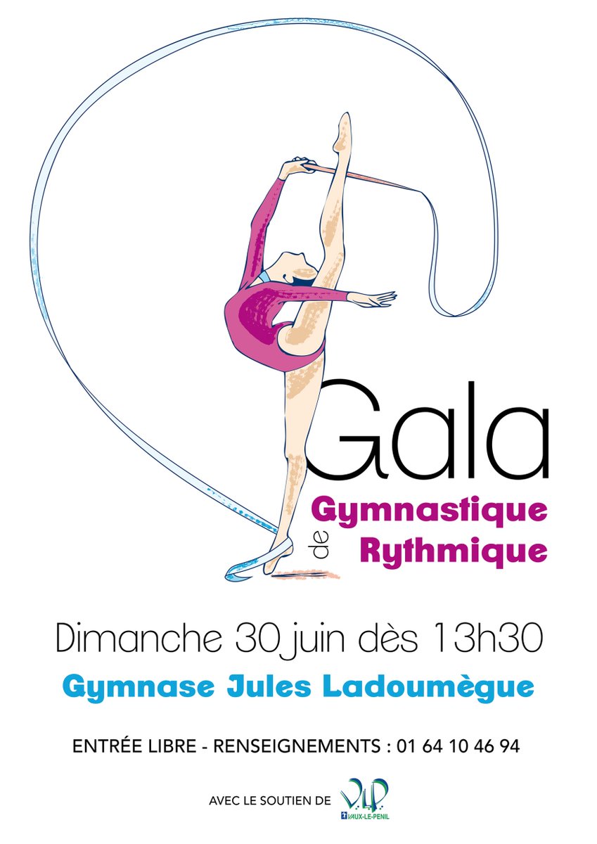 En raison des fortes #chaleurs, l'heure d'ouverture du# #gala de fin d'année de #gymnastique rythmique qui aura lieu Dimanche 30 juin au gymnase Ladoumègue est avancée à 11h. #SeineEtMarne #agenda #VauxlePenil