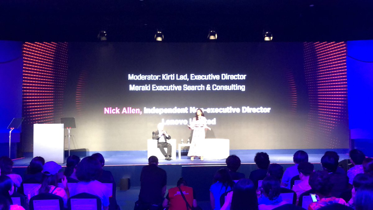 ClarkMaryP's tweet photo. “What does it mean to be a Director of a company” the incomparable Kirti Lad of @Meraki_Exec &amp; Nick Allen @Lenovo #GSMAW4T Summit https://t.co/RwUAAr1wz1