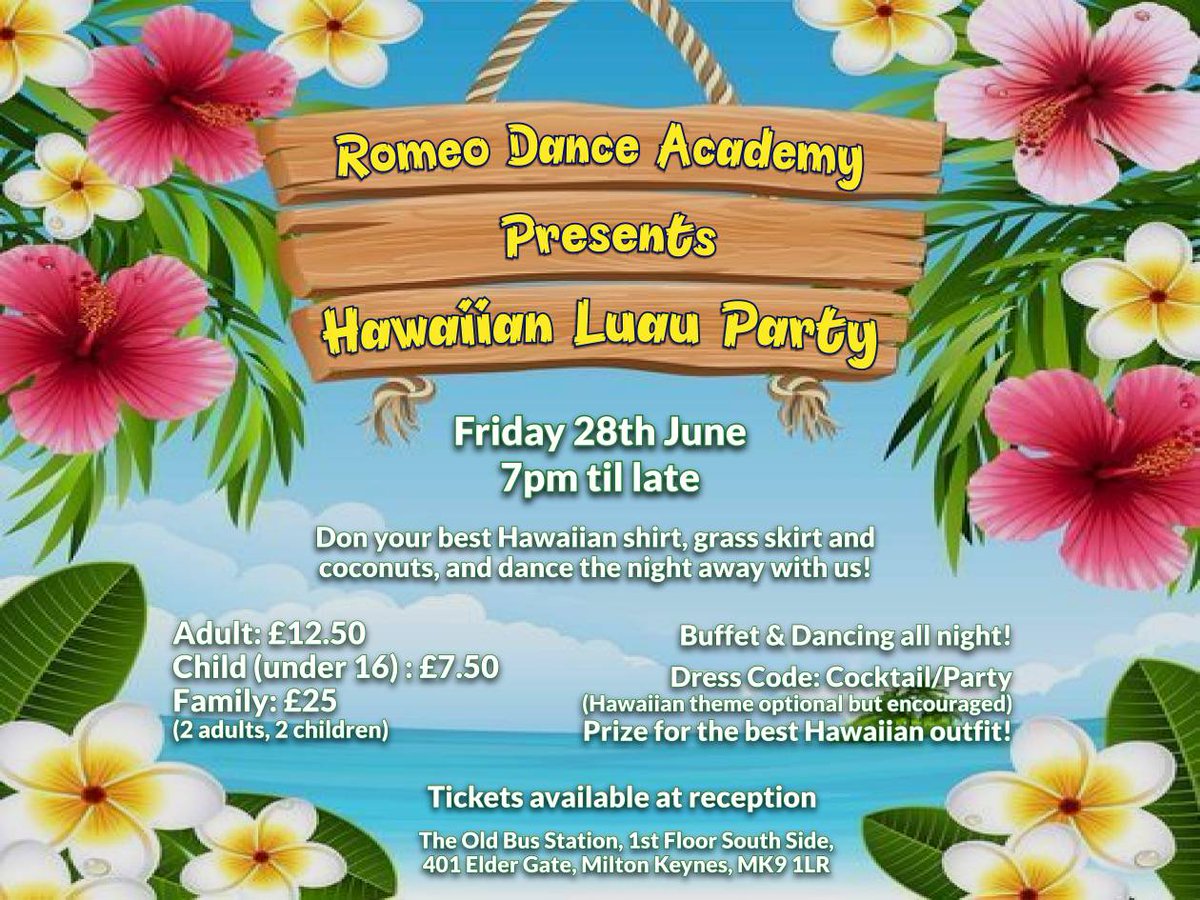 🌺☀️ A L O H A ! ☀️🌺 Today is your last chance to grab your ticket to our Hawaiian Luau Summer Party on Friday 28th June from 7pm❗ Bring on the delicious buffet food, Hawaiian themed party games and dance through the evening with us 💃

facebook.com/events/2594727…