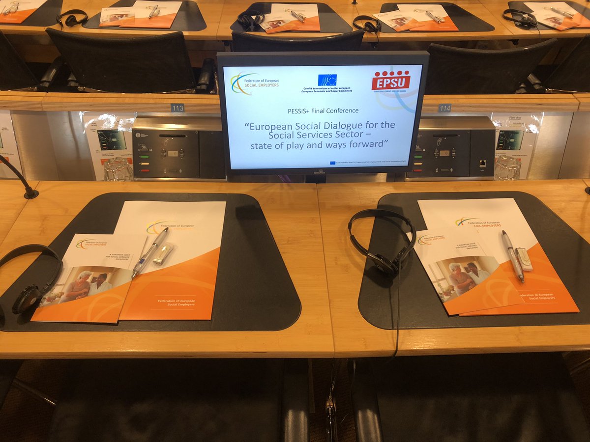 SocialEmployers's tweet photo. 🚨It is happening now!!  

At the @EU_EESC we are starting together with @EPSUnions our Final PESSIS+ Conference: “European Social Dialogue for the Social Services Sector - state of play and ways forward”

See you there! https://t.co/Kk84RwvXwi