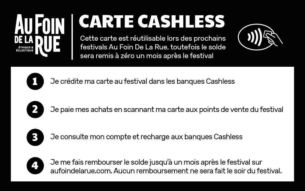 #News 💳
Au revoir les ballots... Cette année :
► Cartes bancaires acceptées sur tous les stands 
► Chèque/espèces : il faudra charger ta carte cashless aux points banque 
► Remboursement après le festival et pendant 1 mois sur le site web
#20ansAFDLR • #Éthique &amp; #Éclectique