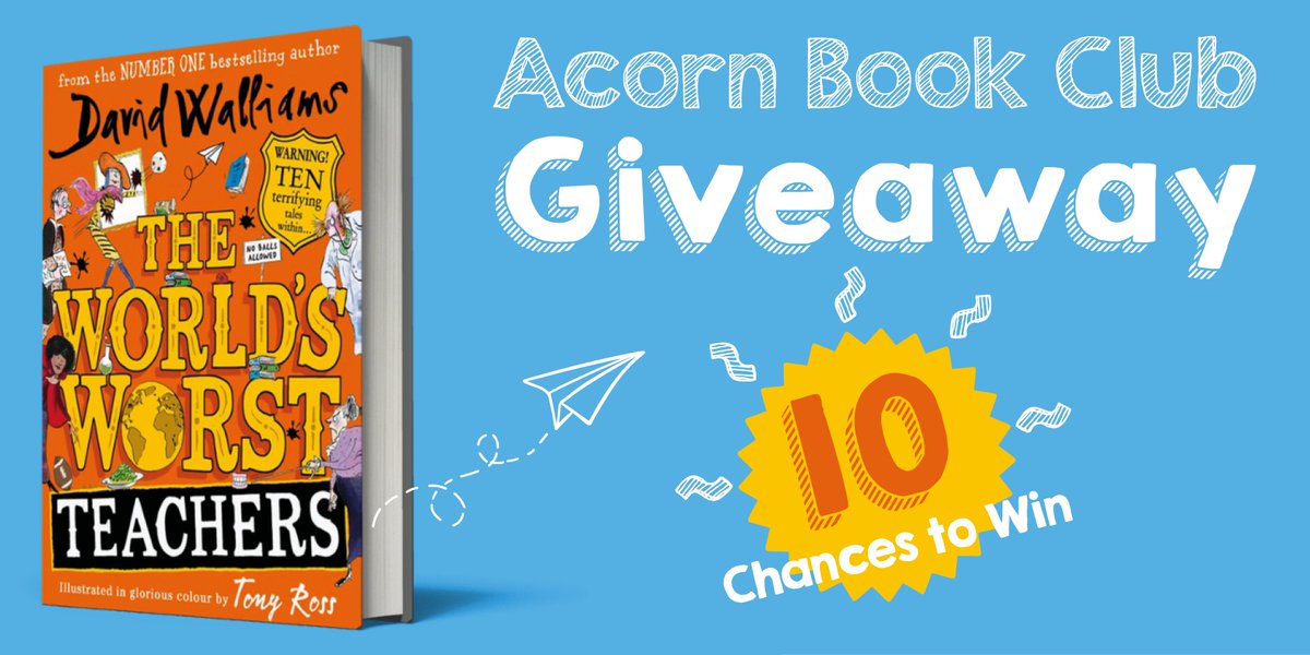 abcbookclubuk's tweet photo. Happy Publication Day @davidwalliams! 📚

We can't wait to read #WorldsWorstTeachers and we know you guys can't either, so we've got 10 of them to give away! Winners will be announced on Tuesday! Go go go! ⏲️

To enter:
🔹Follow @AcornBookClub &amp; @AcornGroup 
🔹Retweet this tweet! https://t.co/M2PaoaasSi