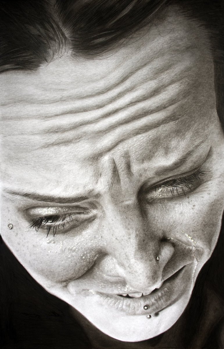 TAT3663's tweet photo. Self portrait promoting mental health and why we need to be more open. #mentalhealth #depression #anxiety #art #selfportrait #breakthestigma 
I'm new on this platform so Please give me a follow and some support 🖤🖤 https://t.co/3WrSdM8EpH