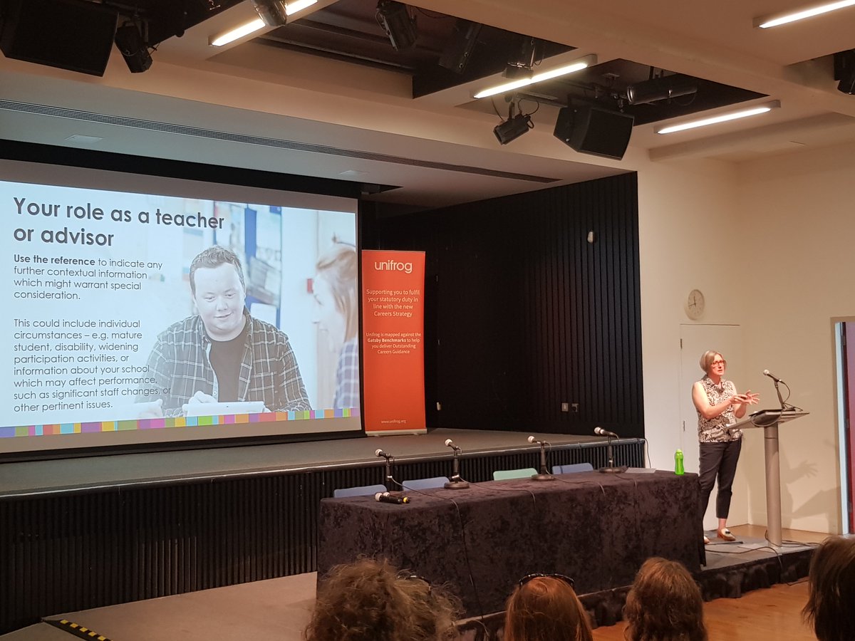unifrog's tweet photo. Superb listening to @ProfCTaylor from @GlyndwrUni talk about contextual offers and how to open the door to these through UCAS applications, as well as other ways to prepare students for Higher Ed #HEWeek2019 #destinations https://t.co/iedgcqyBlm