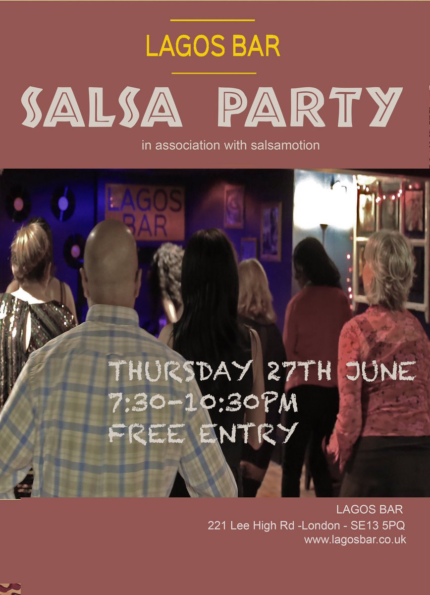 Come and party with us at Lagos Bar tonight. Free entry. Salsa, bachata, cocktails, saxophone. info@Salsamotion.co.uk