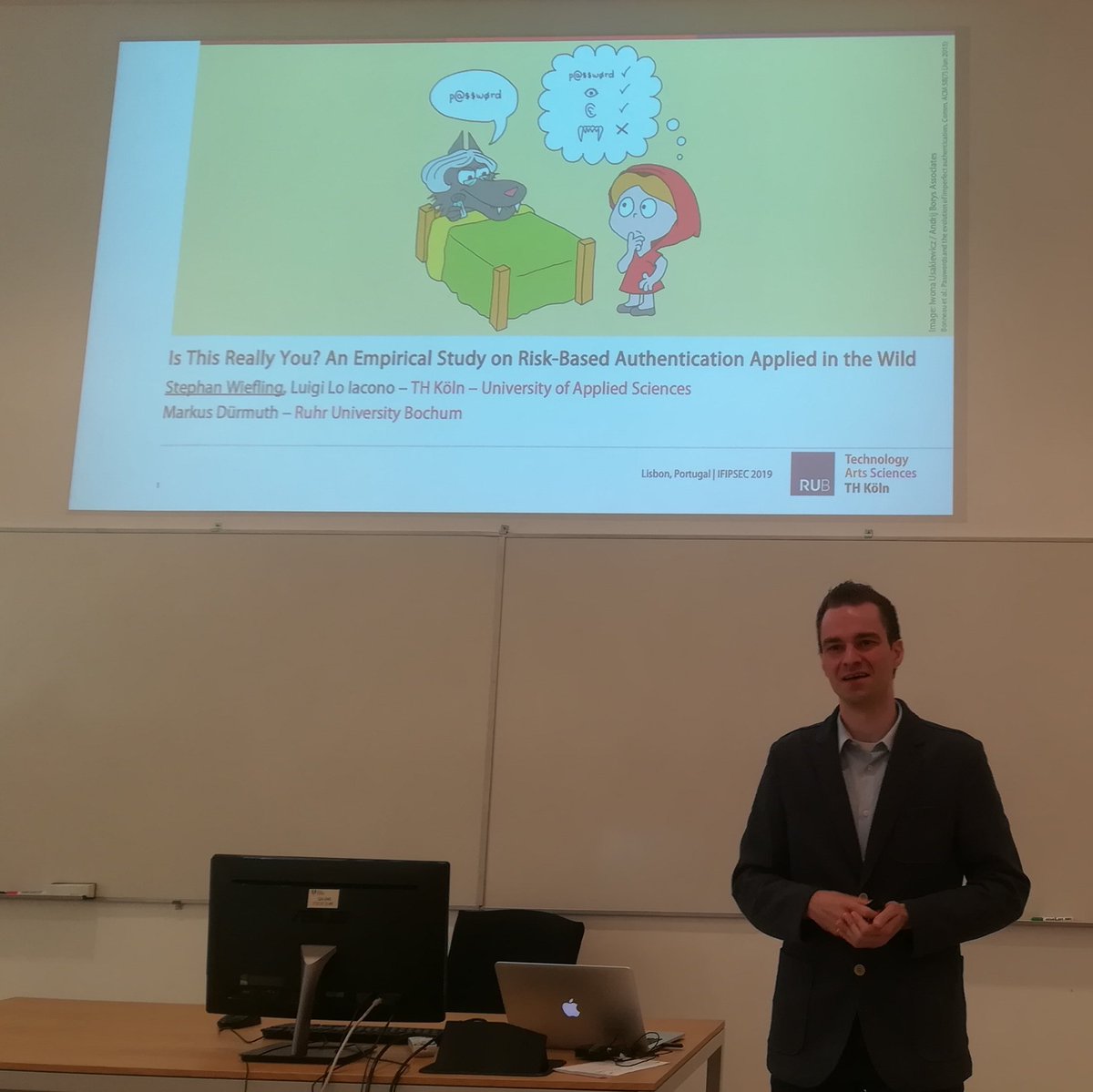 the0retisch's tweet photo. Is This Really You?
@SWiefling presents an Empirical Study on Risk-Based Authentication Applied in the Wild at IFIP SEC 2019.
@th_koeln @nerd_nrw @ruhrunibochum #ifipsec https://t.co/4le530PjWc