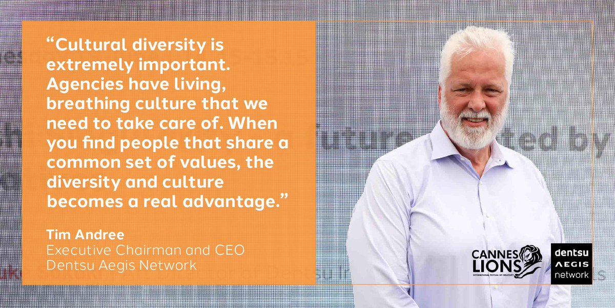 dentsu on Twitter: "Tim Andree, Executive CEO of Dentsu Aegis Network, on the importance of businesses truly putting diversity at the heart of what they do. #CannesLions #BeachHouse2019 https://t.co/KNjObfCm2s" /