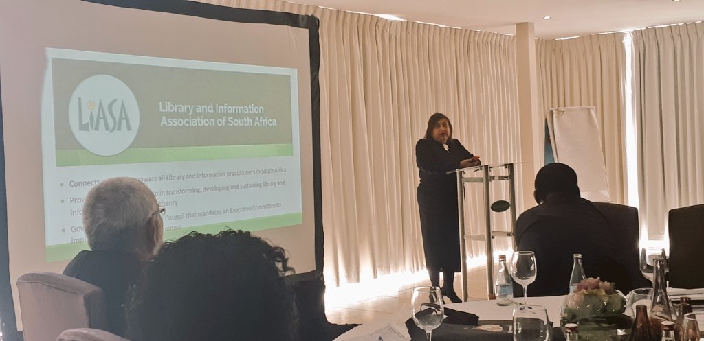WorldBookDaySA's tweet photo. Discussing the value of #libraries at the #SABDC Partner's Breakfast is #LIASA President @nikki_crowster and pledging support for @PresidencyZA #Reading initiative as tabled at #SONA2019 with #ICommit as a call to action @LIASANews https://t.co/2XHiA6iwuX