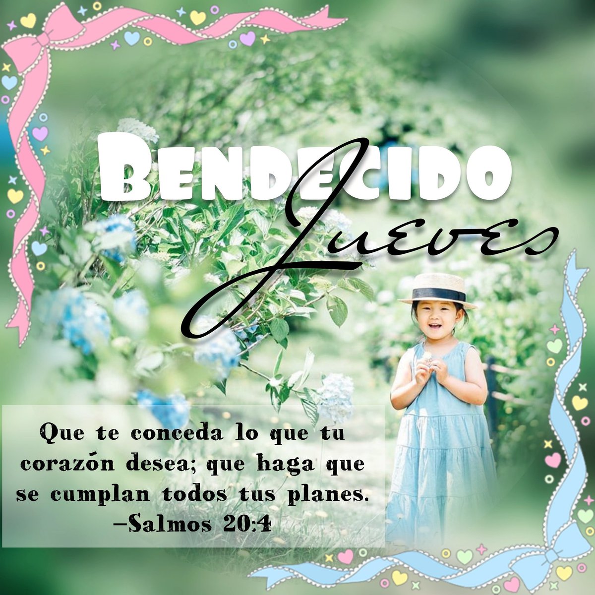 versofavorito's tweet photo. Que te conceda lo que tu corazón desea;
que haga que se cumplan todos tus planes. (Salmo 20.4)
#miversofavorito #buendia #buenosdias #saluditos #citasbiblicas #palabradedios https://t.co/4ljDjAgUni
