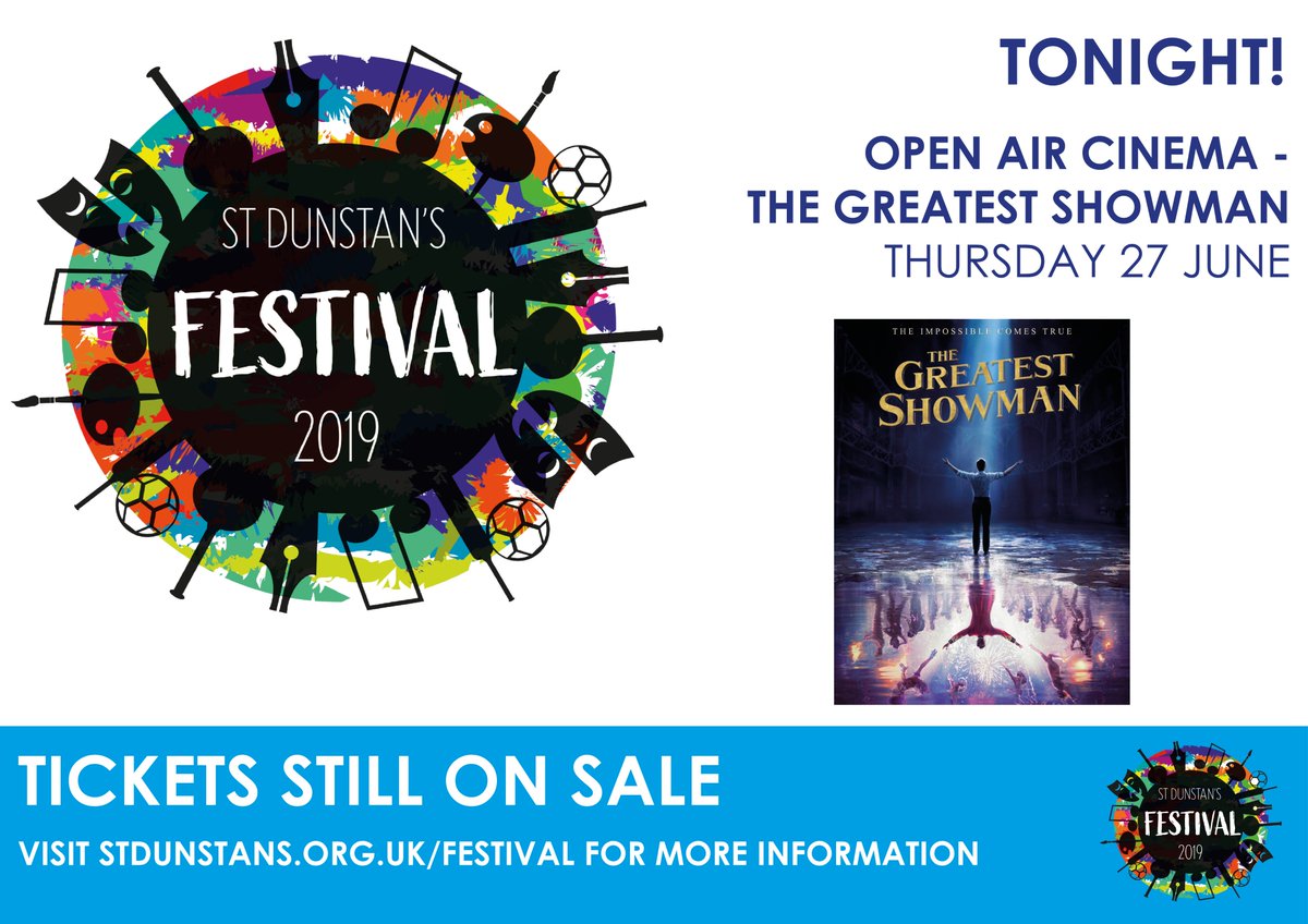 Summer has arrived in time for tonight's open air cinema of #TheGreatestShowman at the Jubilee Grounds, Catford. Tickets are still available to buy! Guests are welcome to bring picnics and blankets 📽️🍿🎟️ 

stdunstans.org.uk/festival

#SDCFestival19 #Catford #Tonight