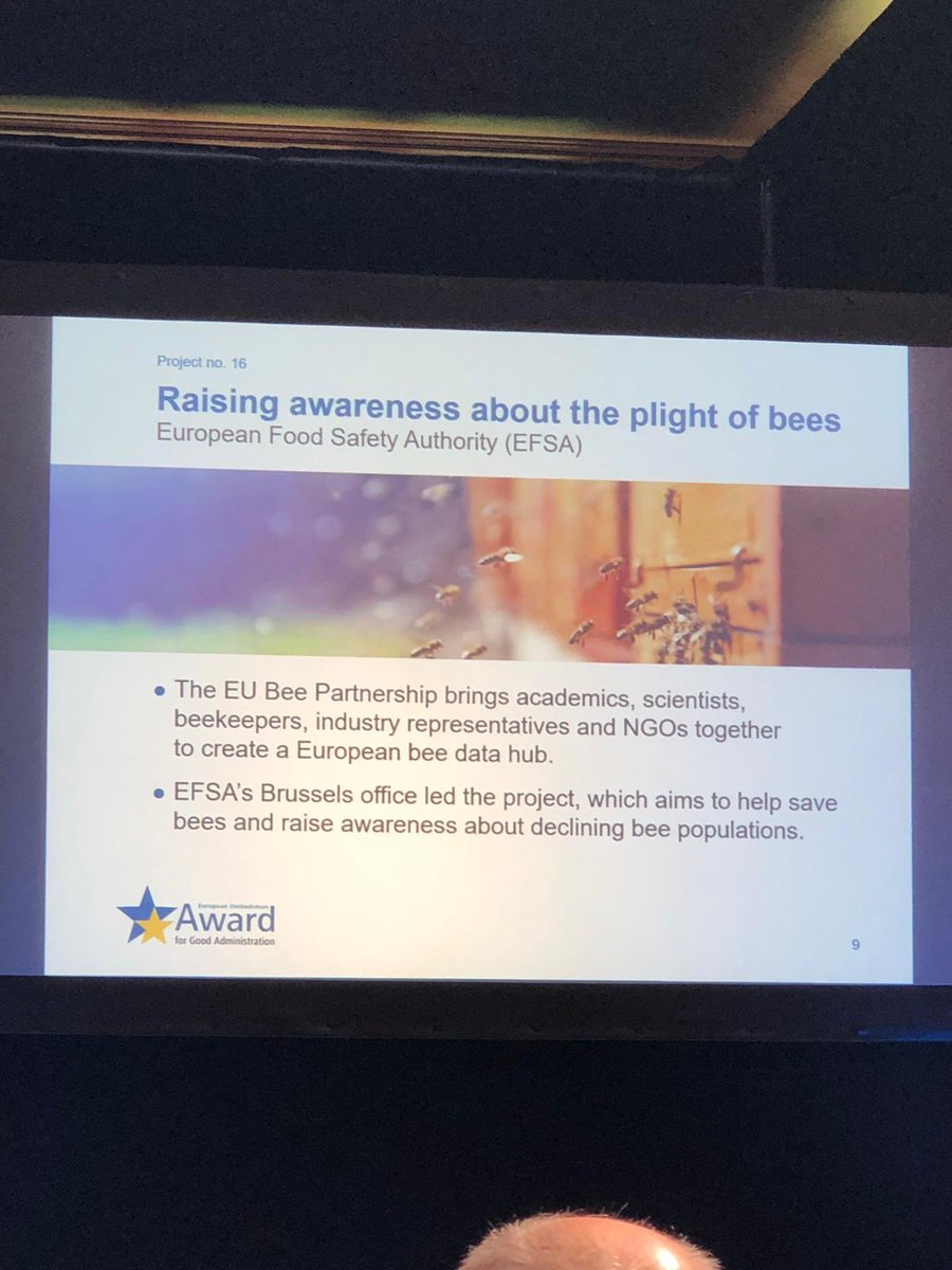 EFSA_EU's tweet photo. #EOAward: THANK YOU!!! We’re so proud for this prize which acknowledges our commitment towards #EU4Bees 🐝🐝🐝 https://t.co/kupFsrrjUM