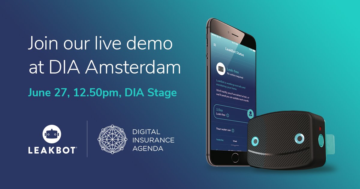 HomeServeLabs's tweet photo. Don't miss our LeakBot show &amp; tell at @TheDIACommunity - 12:50 pm today on the main stage with CEO Craig Foster. We're excited to showcase LeakBot's unique end-to-end escape of water claims mitigation system and how it's proving to be a real asset for savvy insurers. #Insurtech https://t.co/RHuyYOGn01