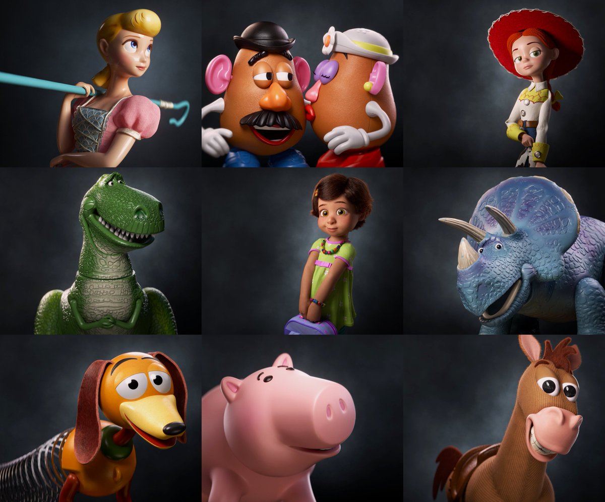 New #ToyStory4 character portraits show off the textures and details in the...