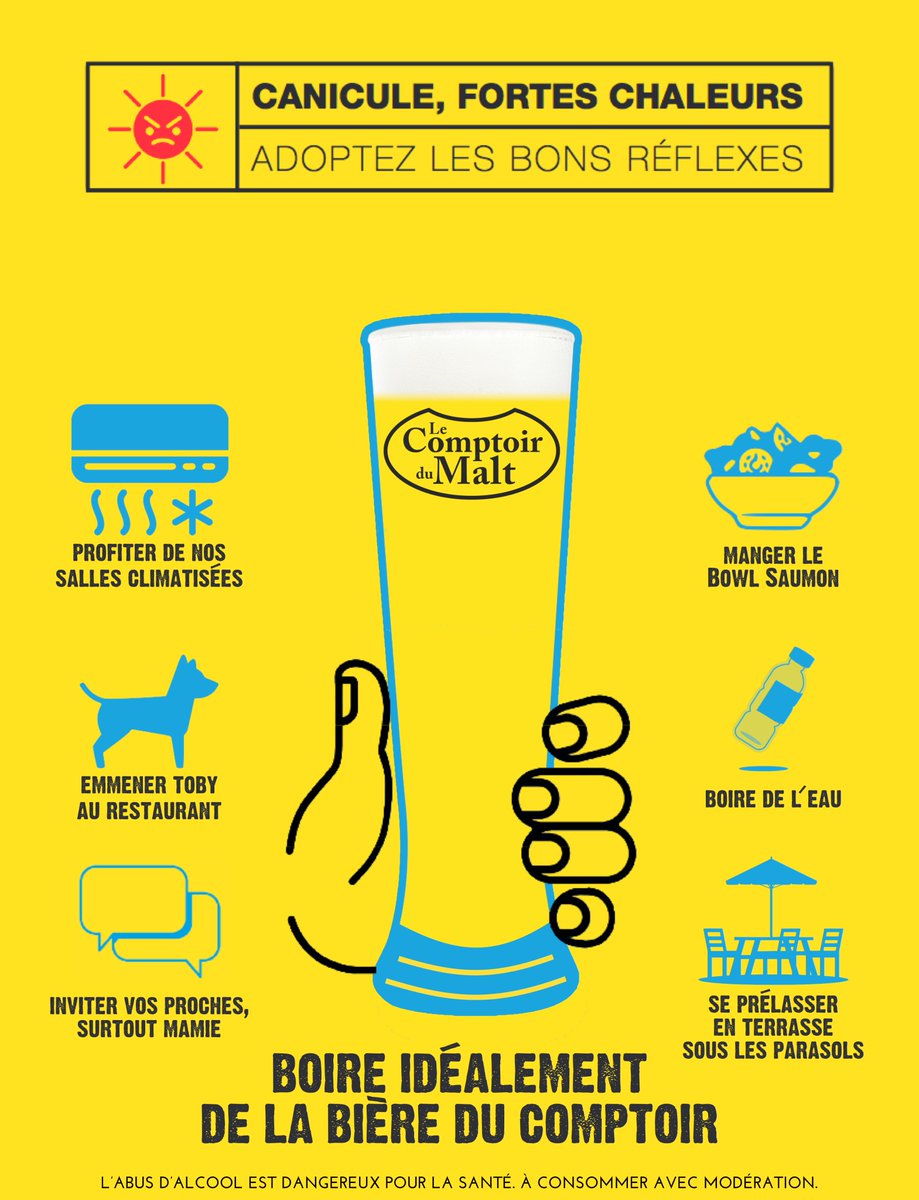 🌡Vos #restaurants sont prêts pour les grandes #chaleurs ☀️😎
☑️ #Parasols, check ! ⛱
☑️ #Climatisation, check ! 🌬❄️
☑️ Breuvage du Comptoir, check !🍺