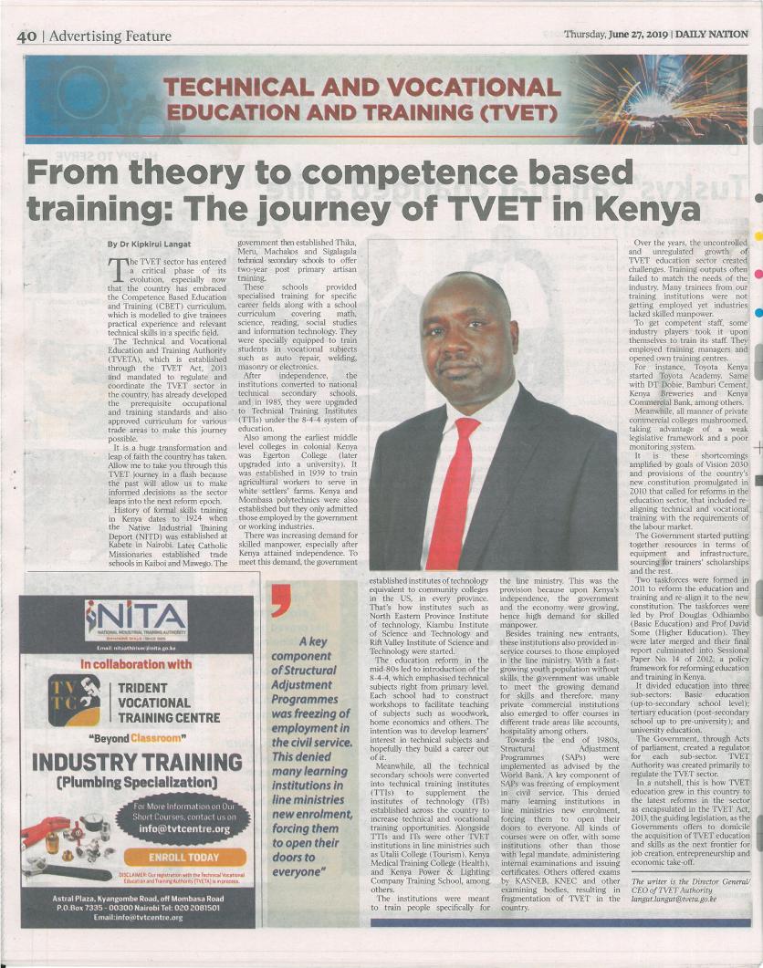 TridentTvtc's tweet photo. Check out our advert in today's @dailynation newspaper😃

#BeyondClassroom #plumbing #trainingdevelopment #skillsdevelopment #training #skillsforlife #trainingcentre #plumber #plumbers #ReleaseJaguar #SayNotoIncitement #1stGarissaUniGraduation https://t.co/z0s3NiFN0y