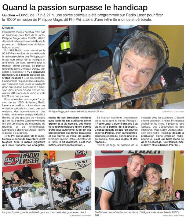 Gael Le Bohec (@gaellebohec) on Twitter photo 27ans d'engagement,d'exigence,de qualité d'animation au quotidien de Phi-Phi sur <a href="/RadioLaser/">Radio Laser</a>. Pour sa 1000ème émission, une soirée spéciale a été programmée avec invités, musiciens et témoignages.
Merci à Radio Laser, à <a href="/SylvainDelfau/">Sylvain Delfau</a> d'offrir une radio inclusive depuis le début 27ans d'engagement,d'exigence,de qualité d'animation au quotidien de Phi-Phi sur <a href="/RadioLaser/">Radio Laser</a>. Pour sa 1000ème émission, une soirée spéciale a été programmée avec invités, musiciens et témoignages.
Merci à Radio Laser, à <a href="/SylvainDelfau/">Sylvain Delfau</a> d'offrir une radio inclusive depuis le début
