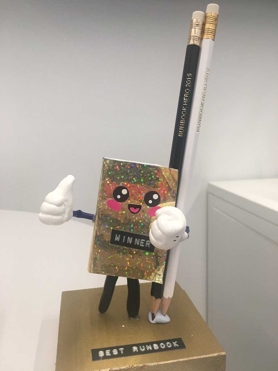 binaryberry's tweet image. Very excited about #docsday2019 
A full day where our team @FT is working on improving documentation, with amazing Runbook hero trophies handcrafted by @alicebartlett
