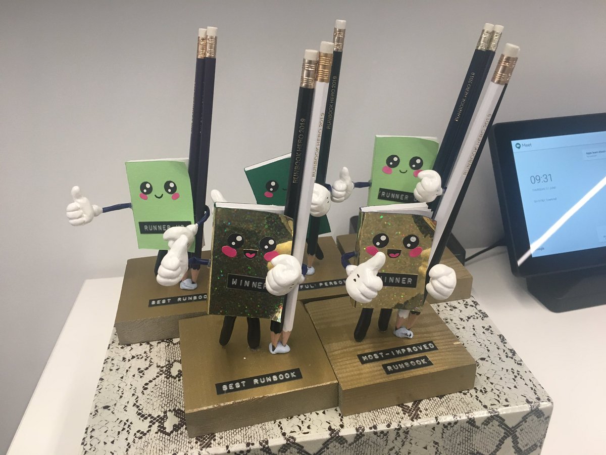 binaryberry's tweet image. Very excited about #docsday2019 
A full day where our team @FT is working on improving documentation, with amazing Runbook hero trophies handcrafted by @alicebartlett