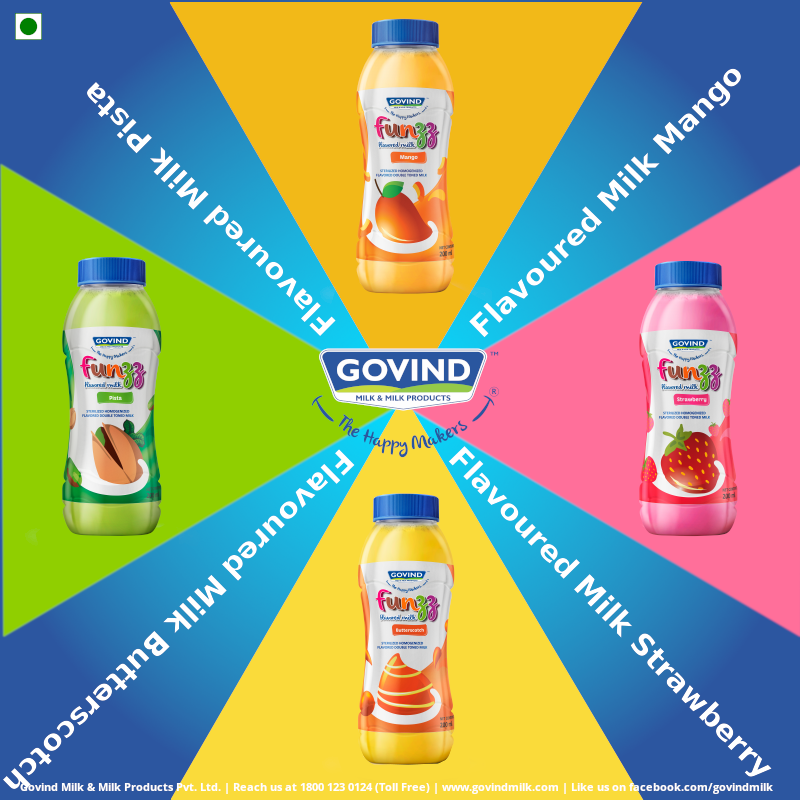 thegovindmilk's tweet photo. Govind Funzz Flavoured Milk - Available in 4 flavours - Mango, Pista, Butterscotch & Strawberry. #Govind #GovindMilk #HappyMakers #TheHappyMakers #Funzz #FlavouredMilk https://t.co/bl6WLYbxSm