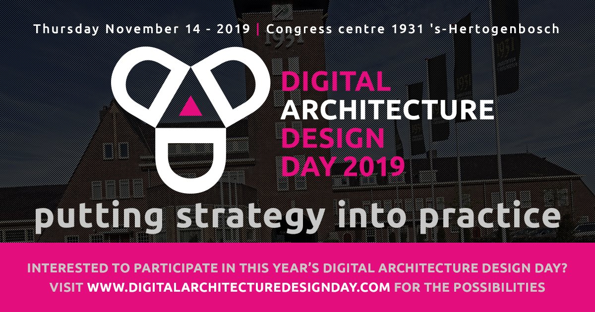 #DADD2019 We are happy to announce that le blanc Advies will be present at the Digital Architecture Design Day the meeting place for ‘Users’ (business and ‘Creators’ (IT) of digital architecture, involved in translating strategy into practice. #digitalarchitecture #digitaldesign