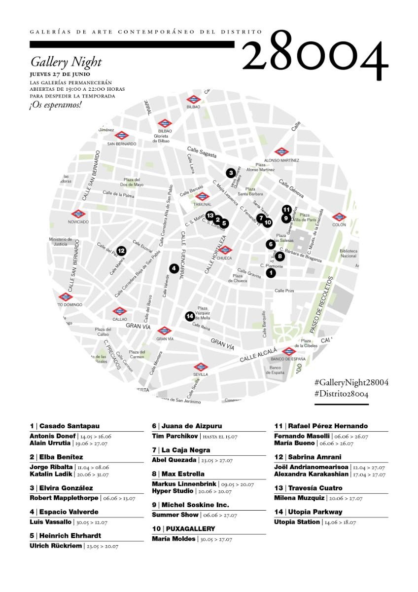 CGaleriasArte's tweet photo. ¿Imaginas poder sortear el #calor y visitar galerías hasta las 22h? @Distrito28004 organiza #gallerynight @GaleriaEB @casadosantapau @GalElviraGonzal #heinrichehrardt #juanadeaizpuru @cajanegramadrid @MaxEstrellaGale @MichelSoskine @puxagallery  @sabrinaamrani @galeriautopia https://t.co/x8fb4VTFXh