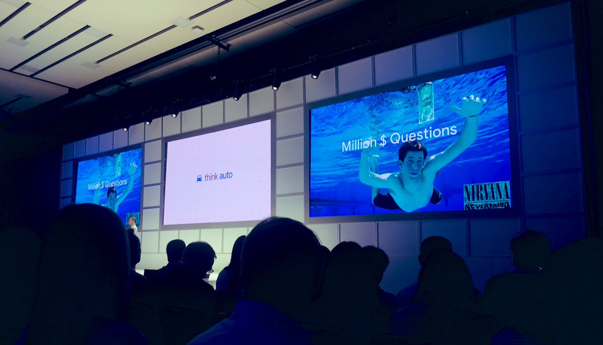 GoddardMike's tweet photo. Yes, the @Nirvana baby is all grown up now. #ThinkAuto2019 @Google @GoogleCanada https://t.co/FIvVx9dAJ3