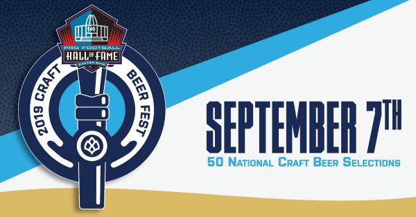 ProFootballHOF's tweet photo. In collaboration with @hopculturemag, we are hosting the Inaugural Pro Football Hall of Fame Craft Beer Festival on Saturday, Sept. 7th! 50 breweries will be featured.

Tickets are on sale now: https://t.co/Avajt8K8pC https://t.co/EI28IOqYFx