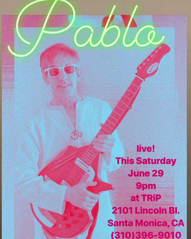 PabloMusic's tweet photo. Pablo performs live this Saturday 6/29, 9pm at @TRiPSantaMonica
2101 Lincoln Bl.
Santa Monica, CA
(310) 3969010
21 and over/$10
First 15 people receive free CD/download.
#Pablomusic #workingthewaystation
#psychrock #singersongwriter https://t.co/DfAtpiNbzp