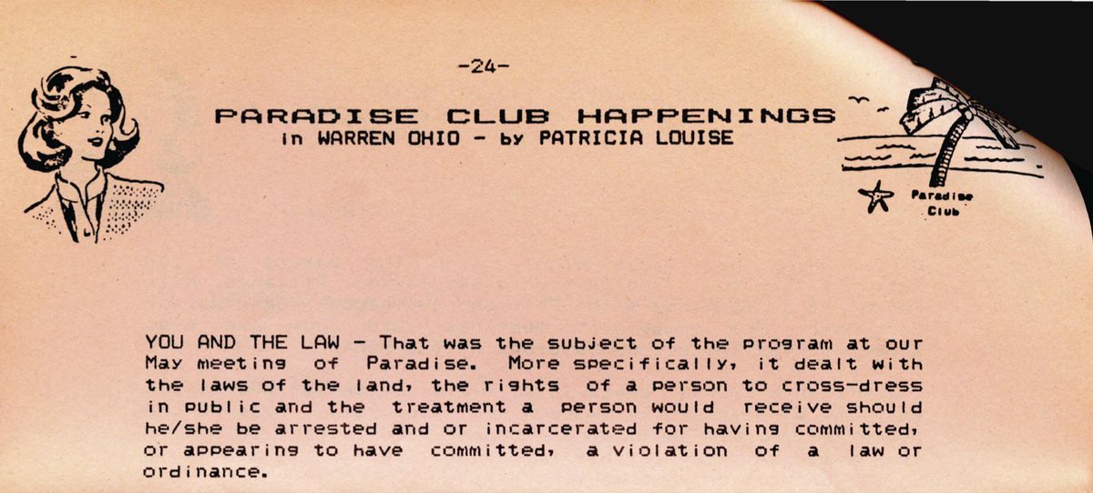 .@digitaltransarc aims to increase the accessibility of transgender history & is a great tool to find #transgenderhistory primary sources. This Sept. ‘81 “Our Sorority” journal from @u_mspcoll mentions Paradise Club in #WarrenOhio. Explore more at digitaltransgenderarchive.net! #Pride
