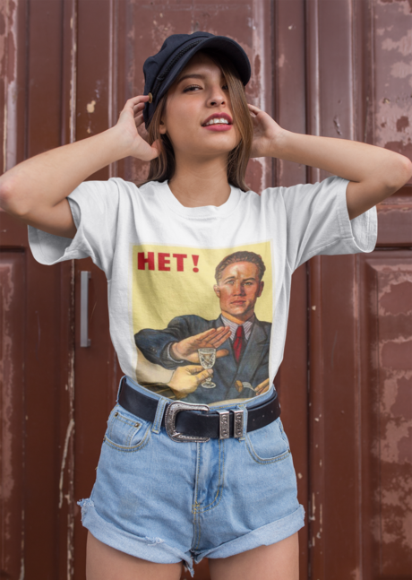 T-shirt Vintage Anti-alcool Soviétique 1954 - Design Rétro 'Nyet', Coton, Unisexe, Personnalisable