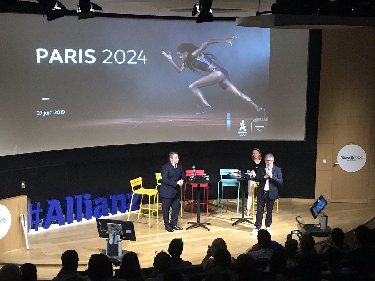 elynegroult's tweet photo. « Aux côtés de #Paris2024 pour atteindre l’ambition de faire des #JO une aventure collective porteuse de sens et au bénéfice de tous ! » @le_vallois rappelle l’engagement d’@allianzfrance dans le monde du #sport #SemaineOlympique #TeamAllianz #PartenaireOfficiel https://t.co/rHsnfGayyp