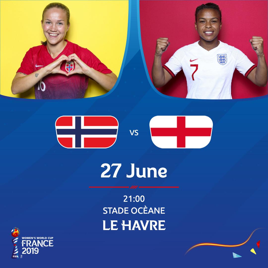 FIFAWWC's tweet image. The quarter-finals start today, and it's a huge one to get us started, too! 

#NORENG 🇳🇴🏴󠁧󠁢󠁥󠁮󠁧󠁿
#FIFAWWC