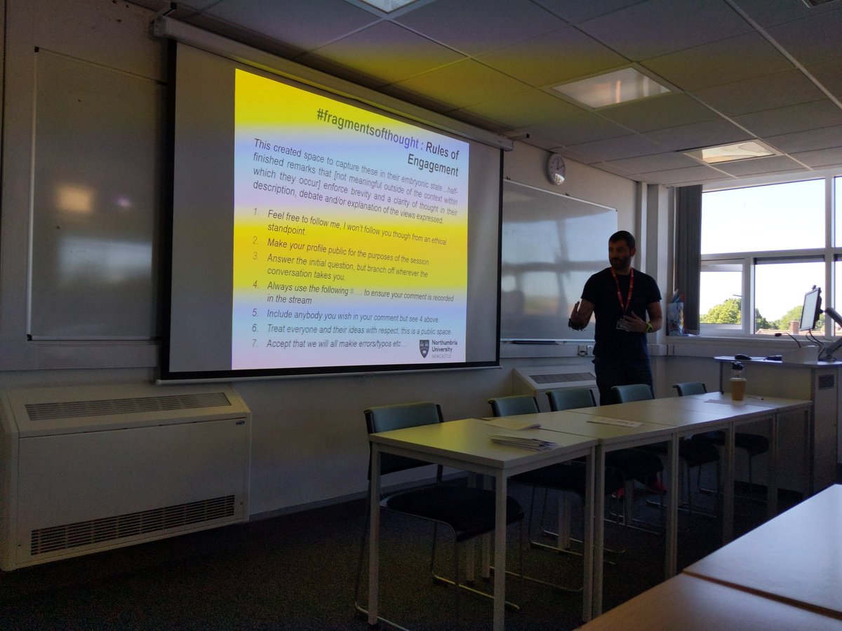 HLS_ECR's tweet photo. From Social Work, Education &amp; Community Wellbeing @chrisjames_78 talking about the role of social media in developing emergent reflective practitioners in teaching training #HLS_ECR2019 https://t.co/wQNcguWUP7